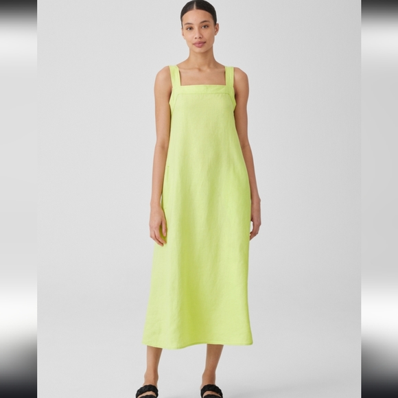 EILEEN FISHER Organic-Linen Square-Neck Dress - Picture 2 of 8